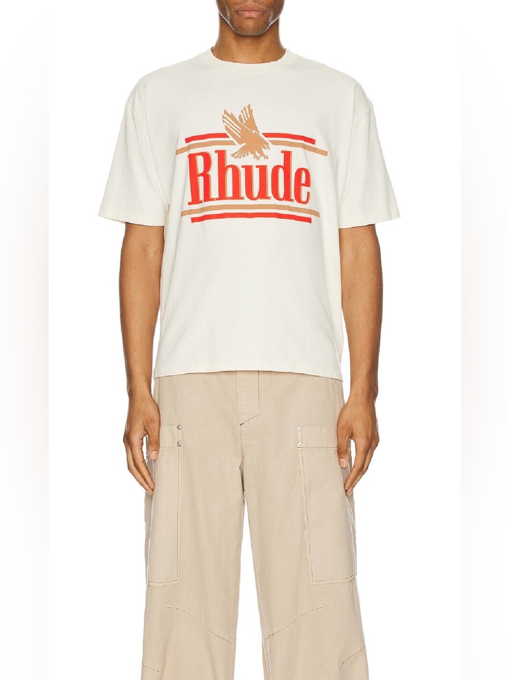 New W/ Tags Rhude Men's Rossa Cream Logo T-Shirt XL